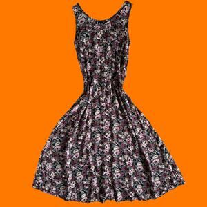 90's vintage moody grunge floral corset lace up midi dress 7/8 all that jazz